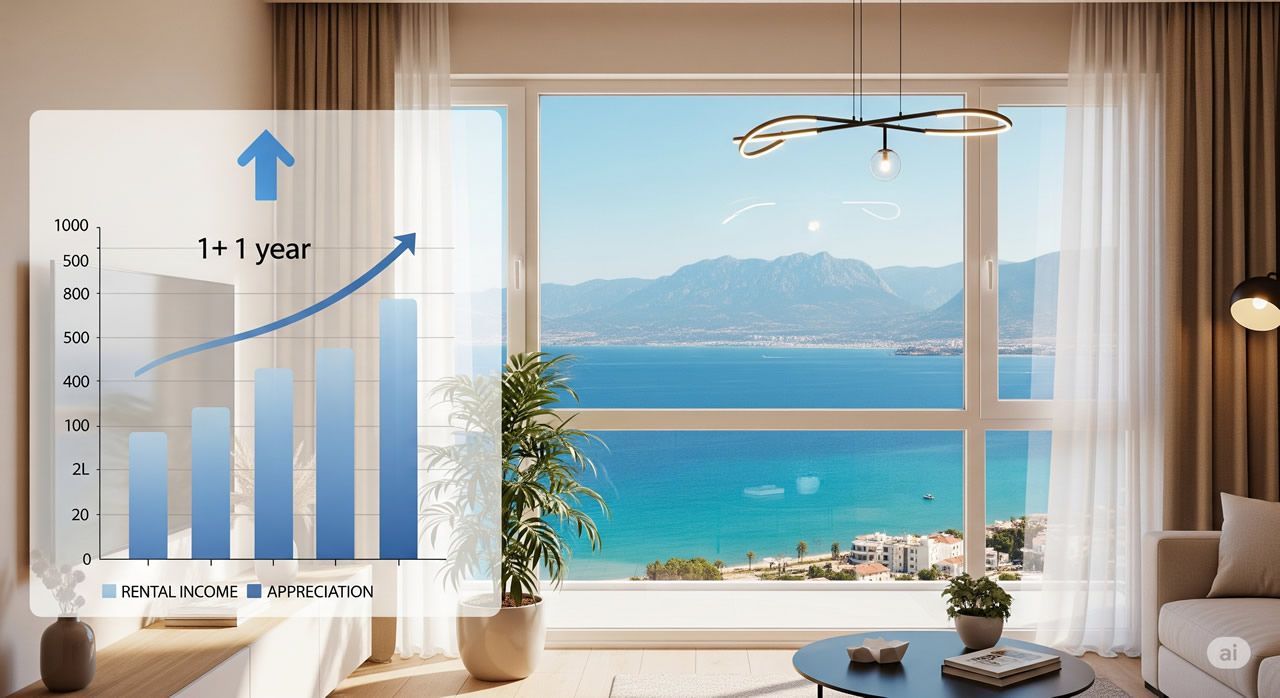 1+1 in Kyrenia — what does it earn in 1 year?