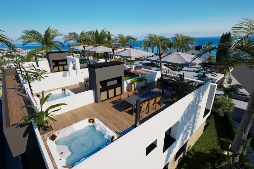 Lapta'da Deniz Manzaralı 2 Yatak Odalı Pitoresk Penthouse Daire