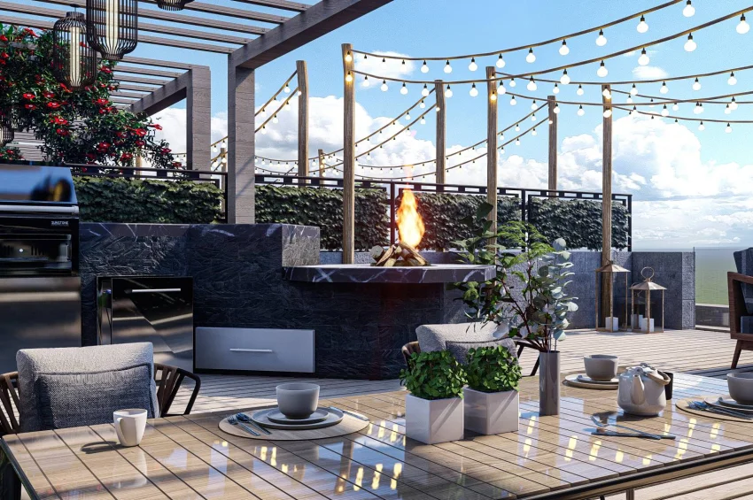 Seafront Studio Apartment with Terrace – Pool, Playground, Generator and High-Speed Internet