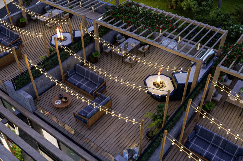 Seafront Studio Apartment with Terrace – Pool, Playground, Generator and High-Speed Internet