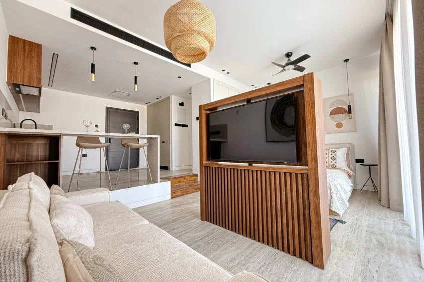 Studio Apartment with Terrace and Lagoon Pool View in a Tropical Concept Project
