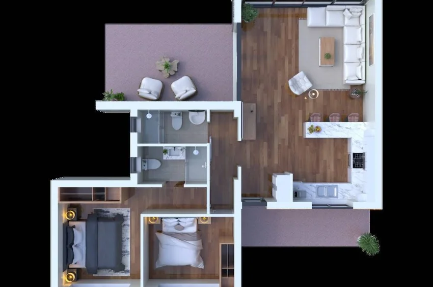 Luksusowe życie w Karaagac: 3‑pokojowy apartament pełen komfortu i wygody