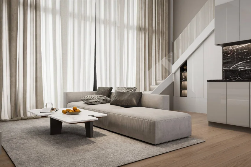 Golf Sahasıyla Çevrelenmiş Geniş 1 Yatak Odalı Loft Daire