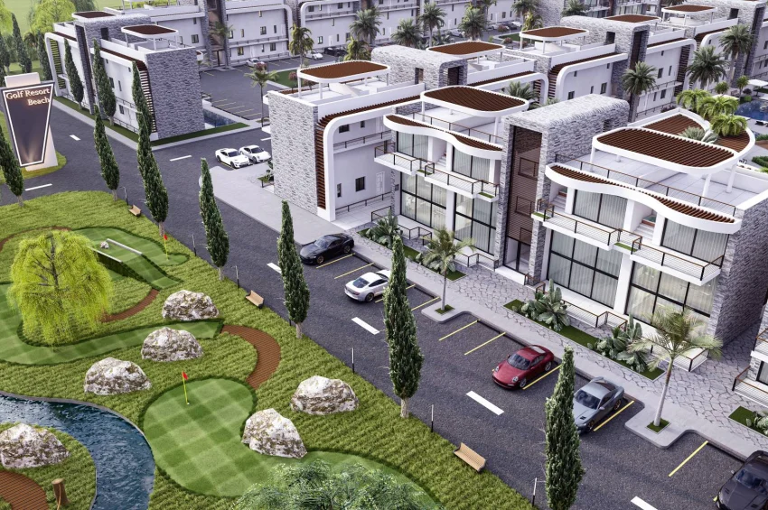 Golf Sahasıyla Çevrelenmiş Geniş 1 Yatak Odalı Loft Daire