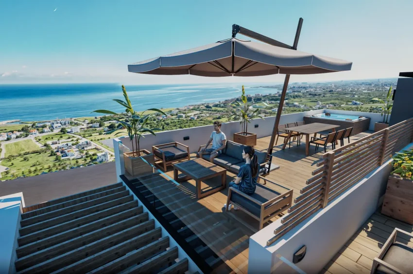 Malerisches Penthouse-Apartment mit 2 Schlafzimmer und Meerblick in Lapta
