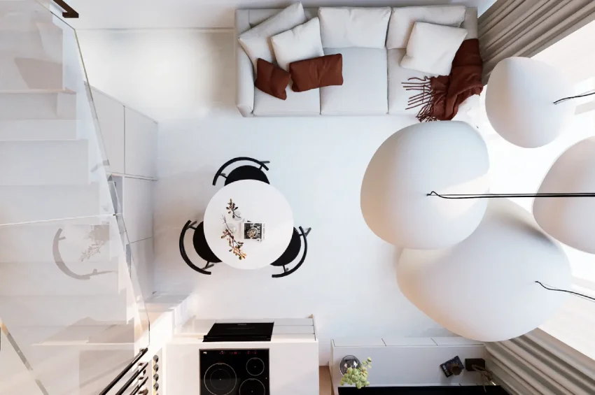Loft-penthouse med 2 sovrum och havsutsikt i Esentepe