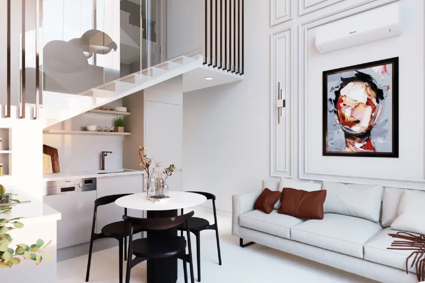 Loft-penthouse med 2 sovrum och havsutsikt i Esentepe