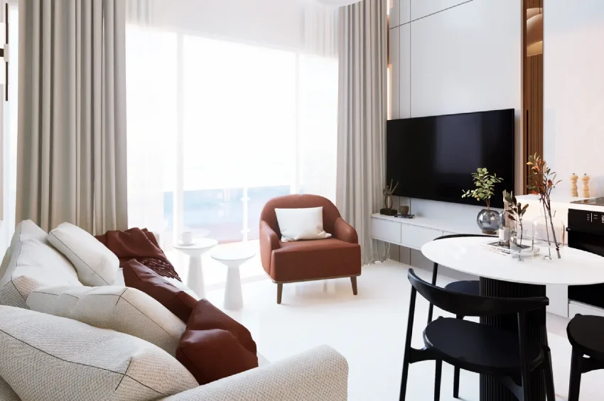 Loft-penthouse med 2 sovrum och havsutsikt i Esentepe