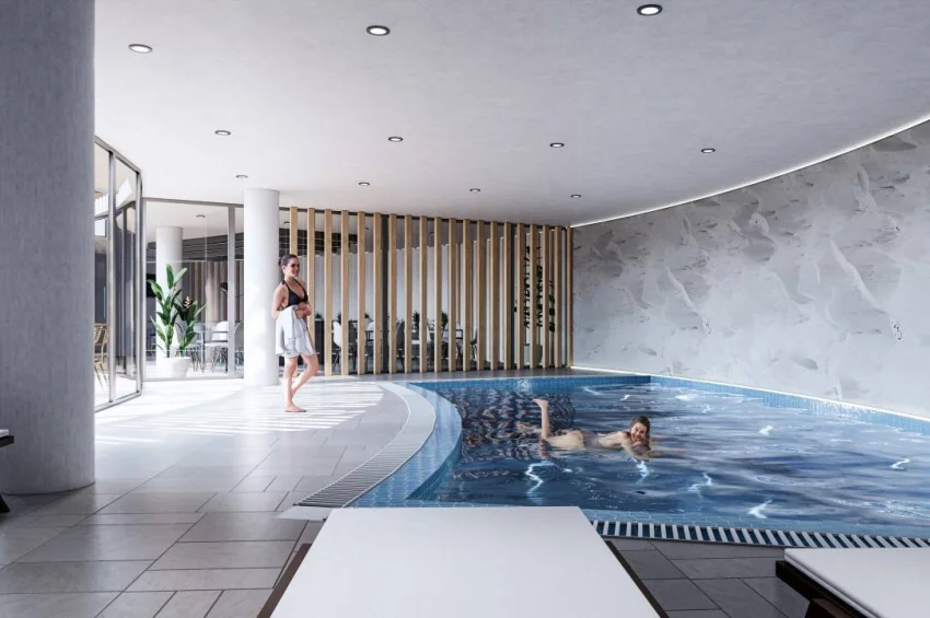 2-rumsvilla (parhus) i Esentepe Bahçeli med privat pool inom gångavstånd till havet