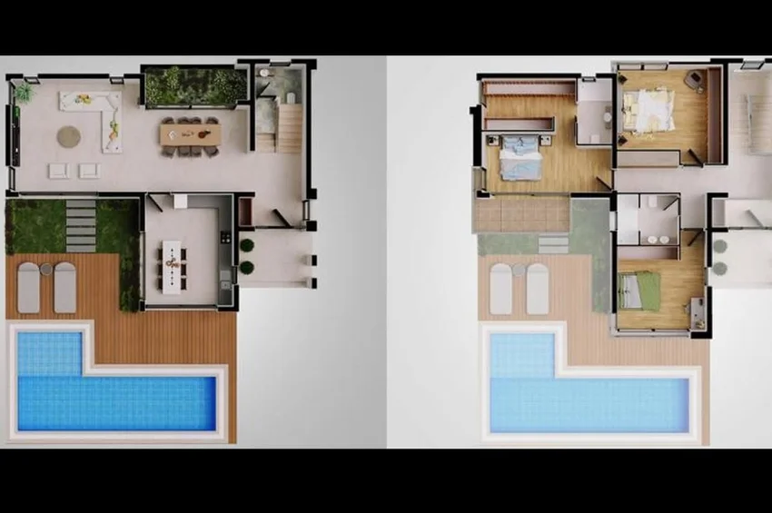 3+1 Villa Çatı Teraslı, Özel Havuzlu