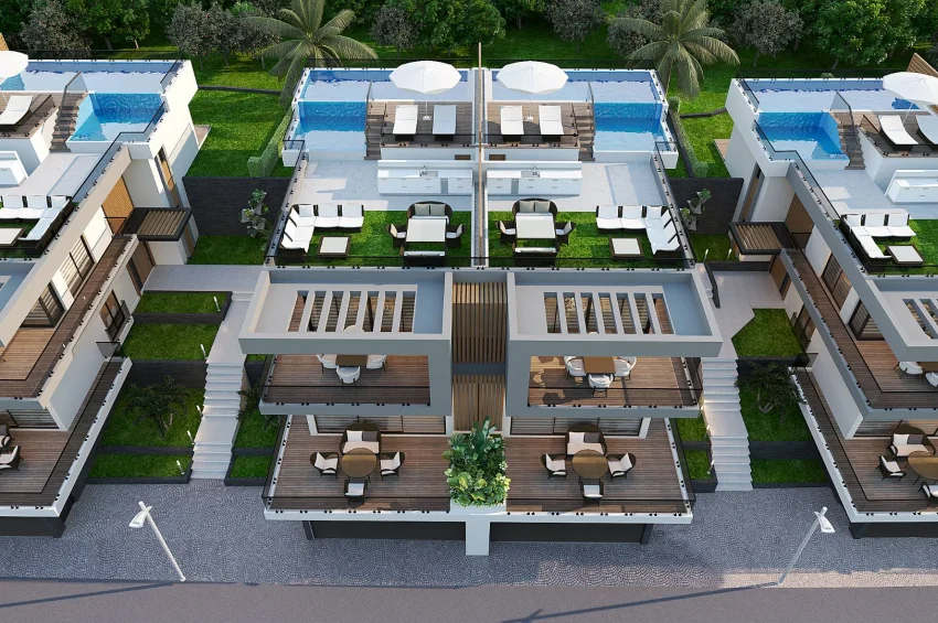 Ultraluxuriöse 3 Schlafzimmer Doppelvillen im Zentrum von Kyrenia – Dachterrasse und privater Pool