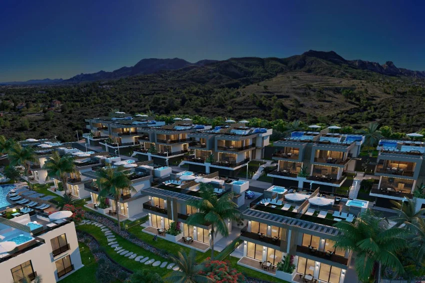 Ultraluxuriöse 3 Schlafzimmer Doppelvillen im Zentrum von Kyrenia – Dachterrasse und privater Pool