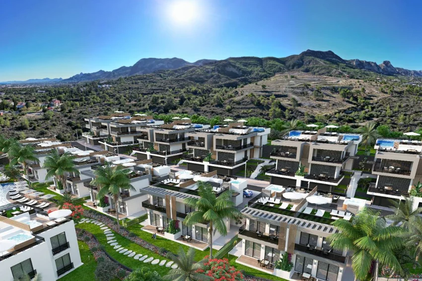 Ultraluxuriöse 3 Schlafzimmer Doppelvillen im Zentrum von Kyrenia – Dachterrasse und privater Pool