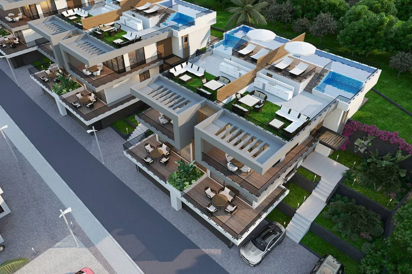 Ultraluxuriöse 3 Schlafzimmer Doppelvillen im Zentrum von Kyrenia – Dachterrasse und privater Pool