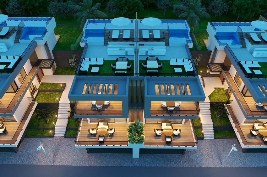 Ultraluxuriöse 3 Schlafzimmer Doppelvillen im Zentrum von Kyrenia – Dachterrasse und privater Pool