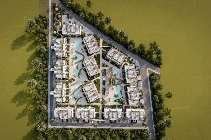 Denize Yürüme Mesafesinde 1+1 Daire Lapta'da Havuzlu Site İçerisinde