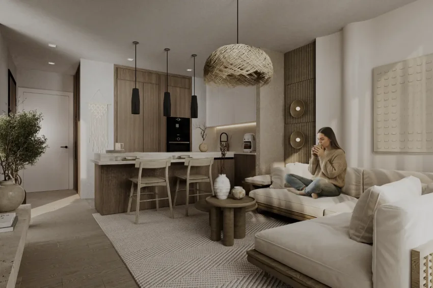 Denize Yürüme Mesafesinde 1+1 Daire Lapta'da Havuzlu Site İçerisinde