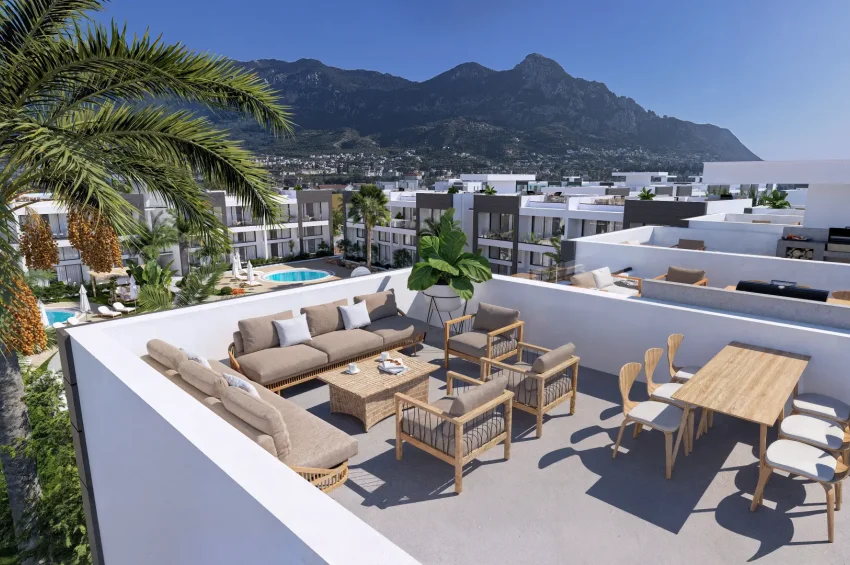 Studio-Penthouse-Wohnung in einer 5★ Wohnanlage in Karşıyaka, Kyrenia, fußläufig zum Meer
