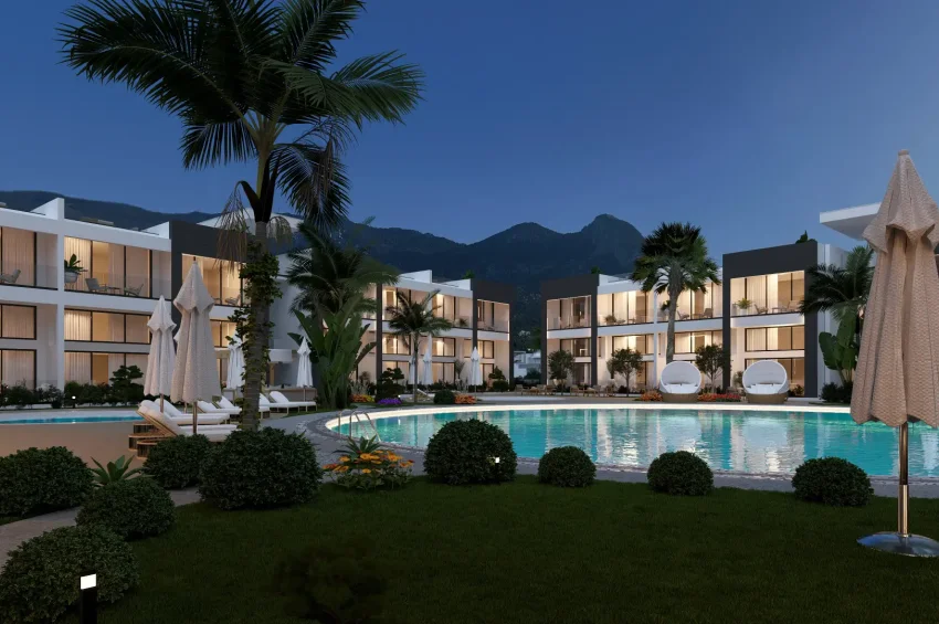 Studio-Penthouse-Wohnung in einer 5★ Wohnanlage in Karşıyaka, Kyrenia, fußläufig zum Meer