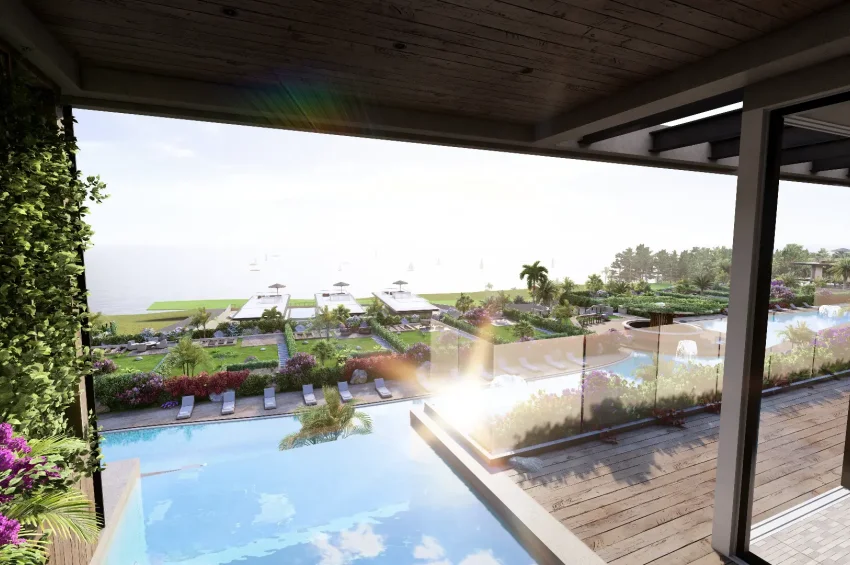 2 Yatak Odalı Zemin Kat Daire, Denize Yürüme Mesafesinde, Bahçeli'de Resort İçerisinde
