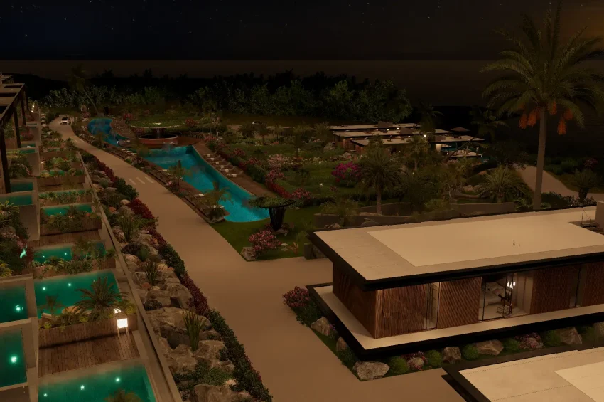 Bahçeli'de Resort İçerisinde, 3 Yatak Odalı Villa, Özel Havuzlu, Denize Yürüme Mesafesinde