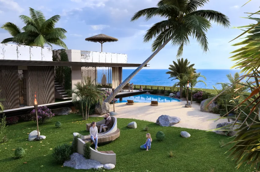 Bahçeli'de Resort İçerisinde, 3 Yatak Odalı Villa, Özel Havuzlu, Denize Yürüme Mesafesinde