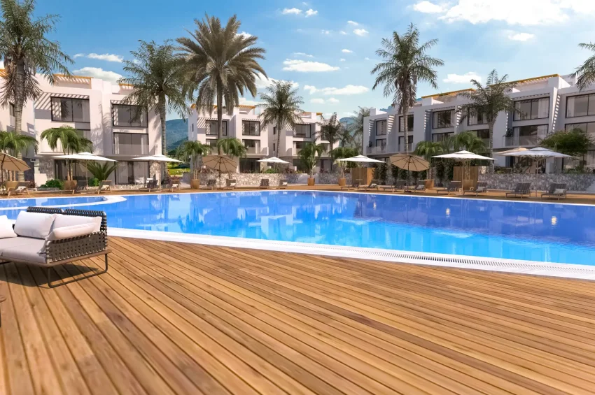 Moderne 1-roms leilighet på bakkeplan i gangavstand til Tatlısu Marina og stranden
